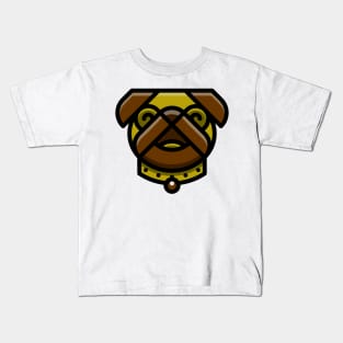 Cute Dog Pug Face Yellow Brown Kids T-Shirt